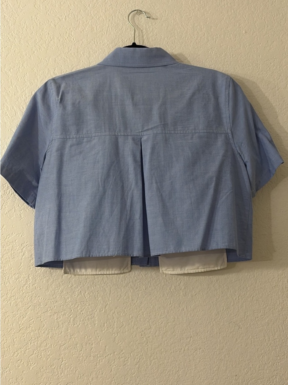Zara Light Blue Cropped Short-Sleeve Button-Up Shirt - Picture 2 of 2